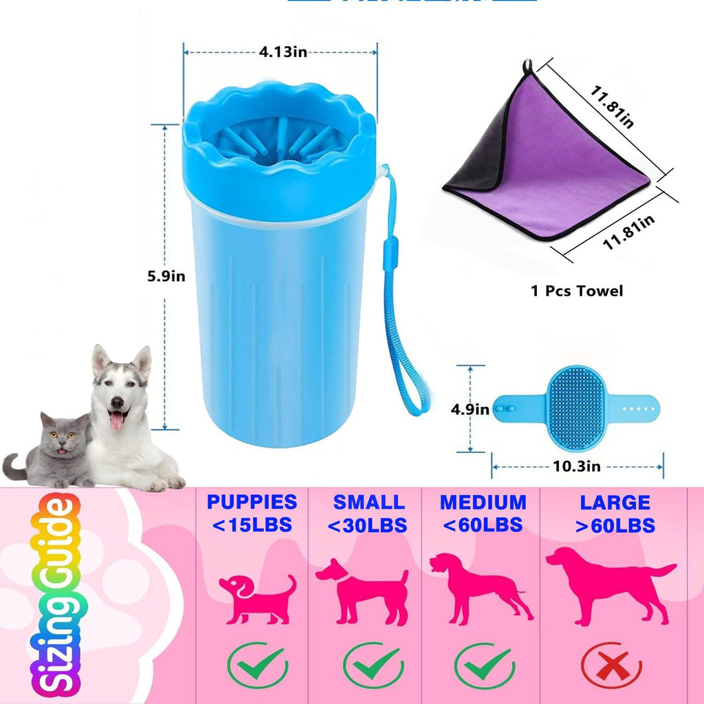 PawClean Pro – Portable Dog Paw Washer Cup (Towel + Brush Included)