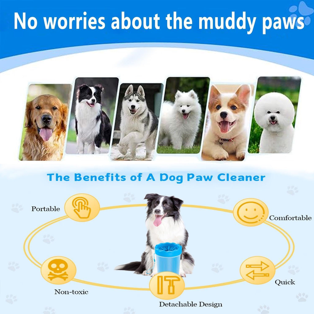 PawClean Pro – Portable Dog Paw Washer Cup (Towel + Brush Included)