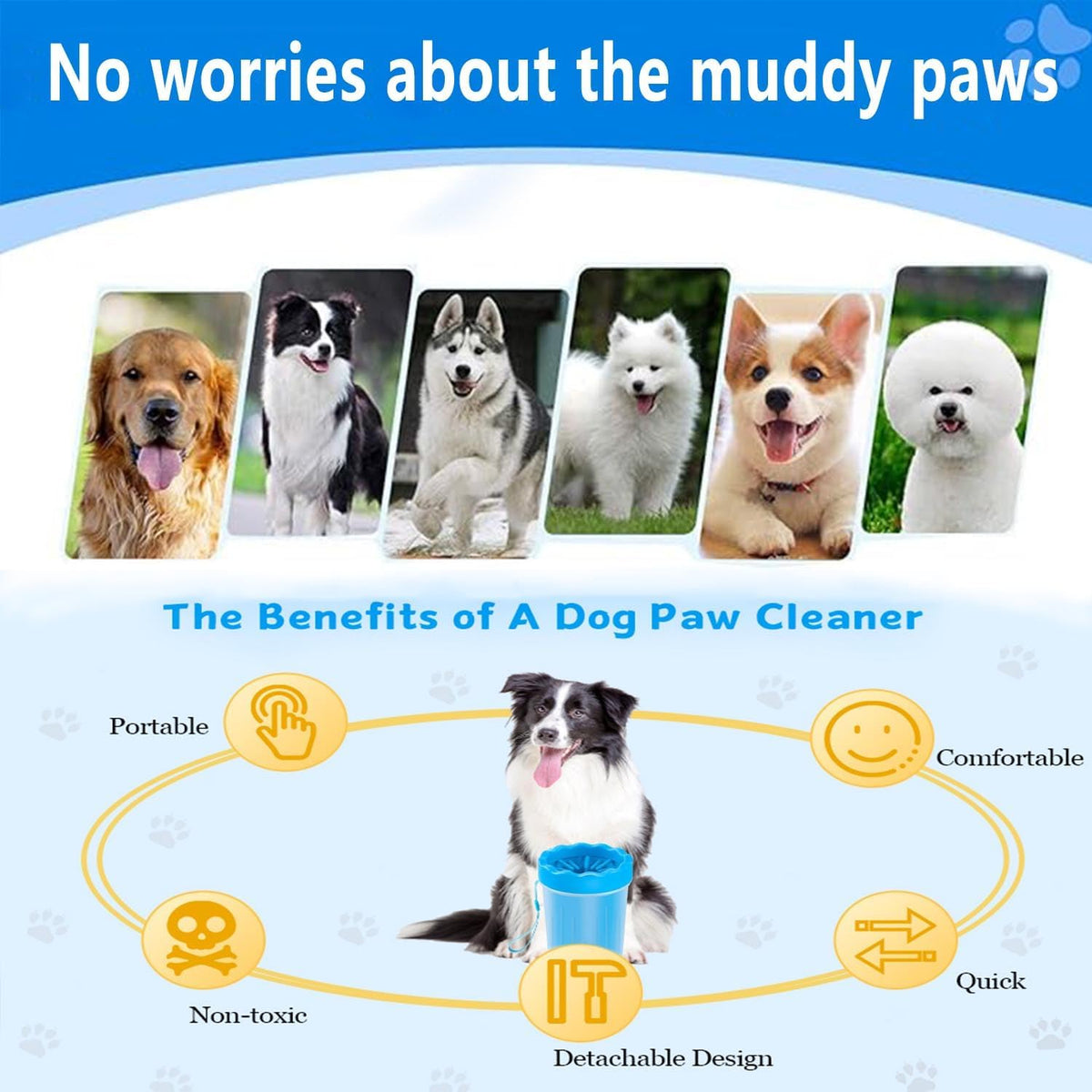 PawClean Pro – Portable Dog Paw Washer Cup (Towel + Brush Included)