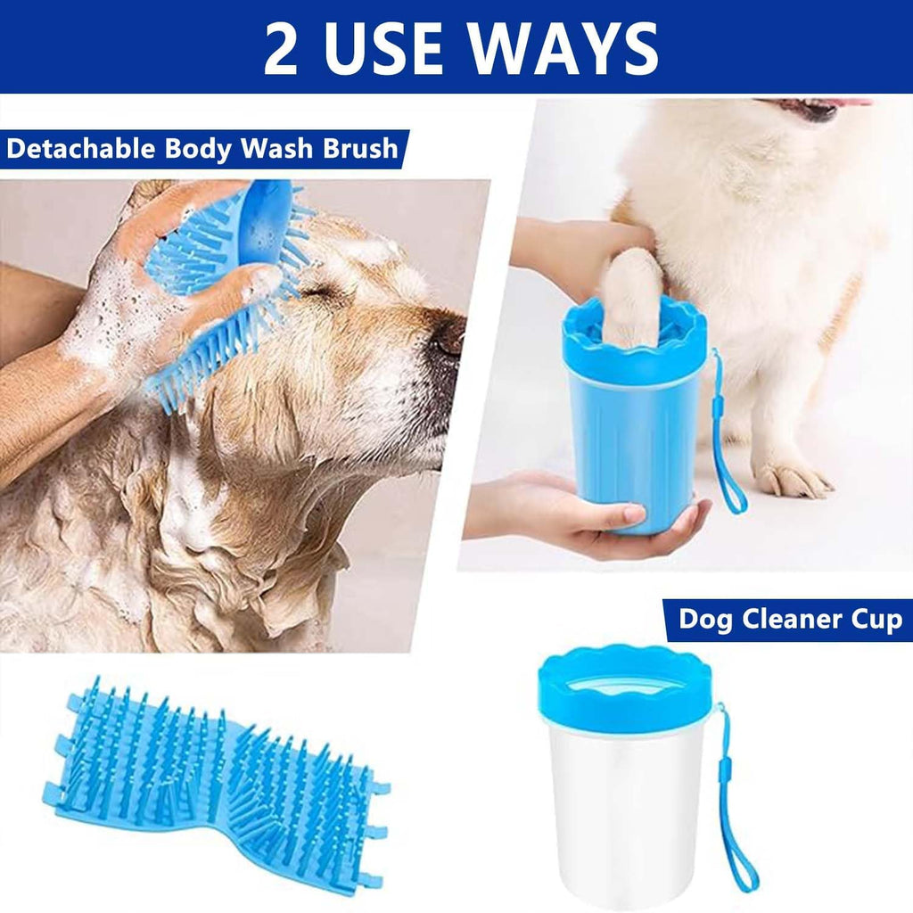 PawClean Pro – Portable Dog Paw Washer Cup (Towel + Brush Included)