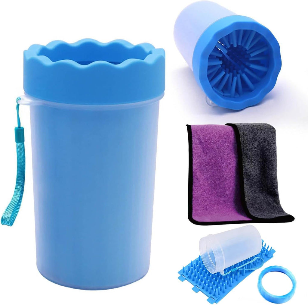 PawClean Pro – Portable Dog Paw Washer Cup (Towel + Brush Included)