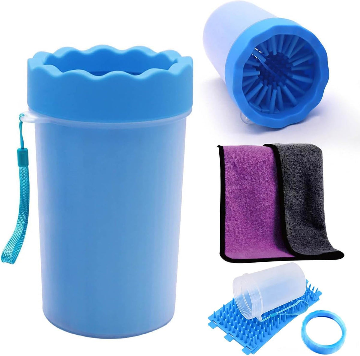 PawClean Pro – Portable Dog Paw Washer Cup (Towel + Brush Included)